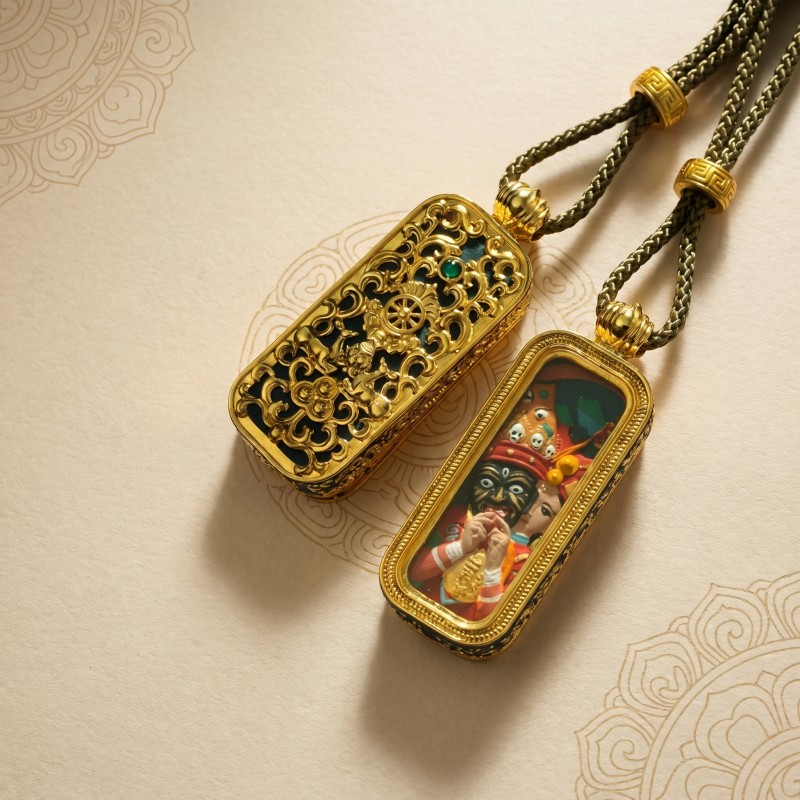 3D Zakiram Ghau Pendant | Tibetan Goddess of Wealth & Protection Amulet thumbnail