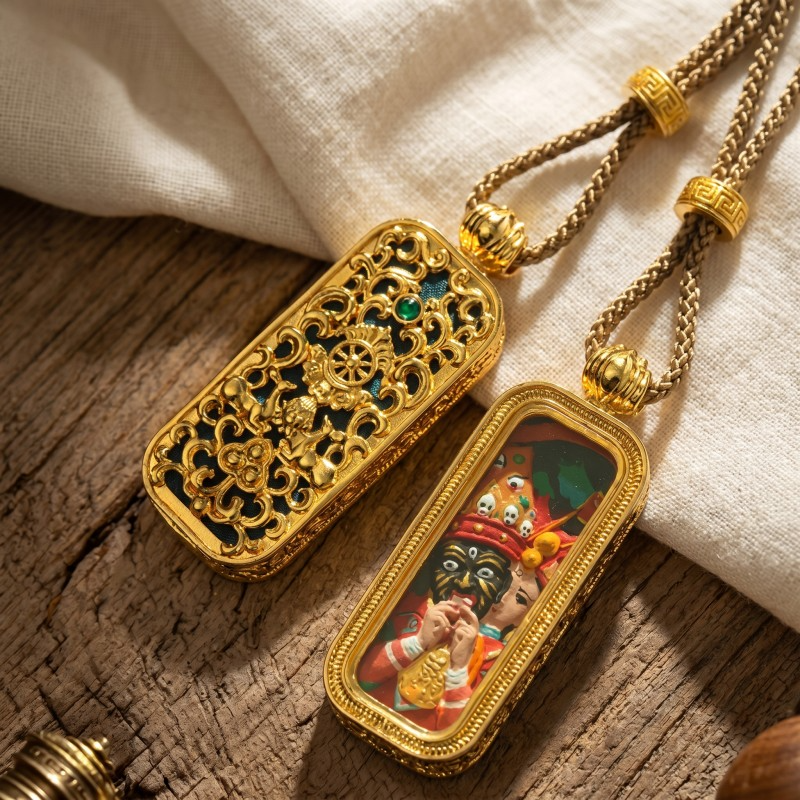 3D Zakiram Ghau Pendant | Tibetan Goddess of Wealth & Protection Amulet thumbnail