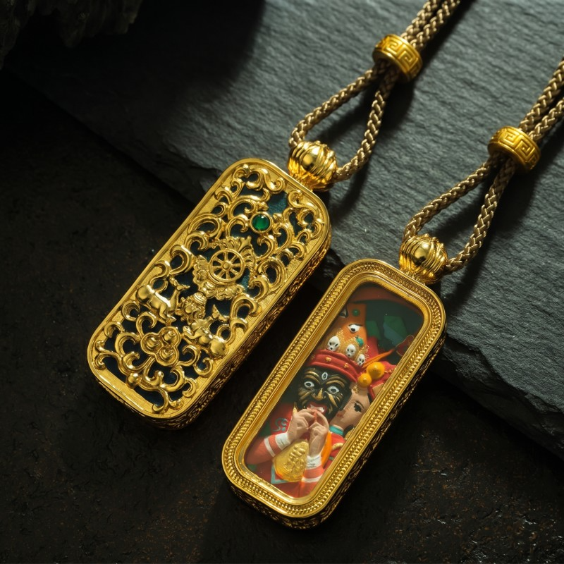 3D Zakiram Ghau Pendant | Tibetan Goddess of Wealth & Protection Amulet thumbnail