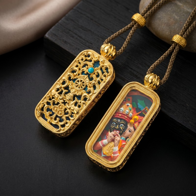 3D Zakiram Ghau Pendant | Tibetan Goddess of Wealth & Protection Amulet thumbnail