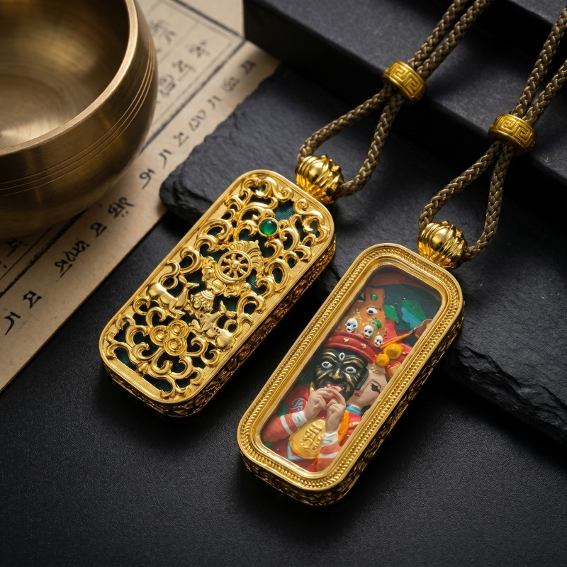 3D Zakiram Ghau Pendant | Tibetan Goddess of Wealth & Protection Amulet thumbnail