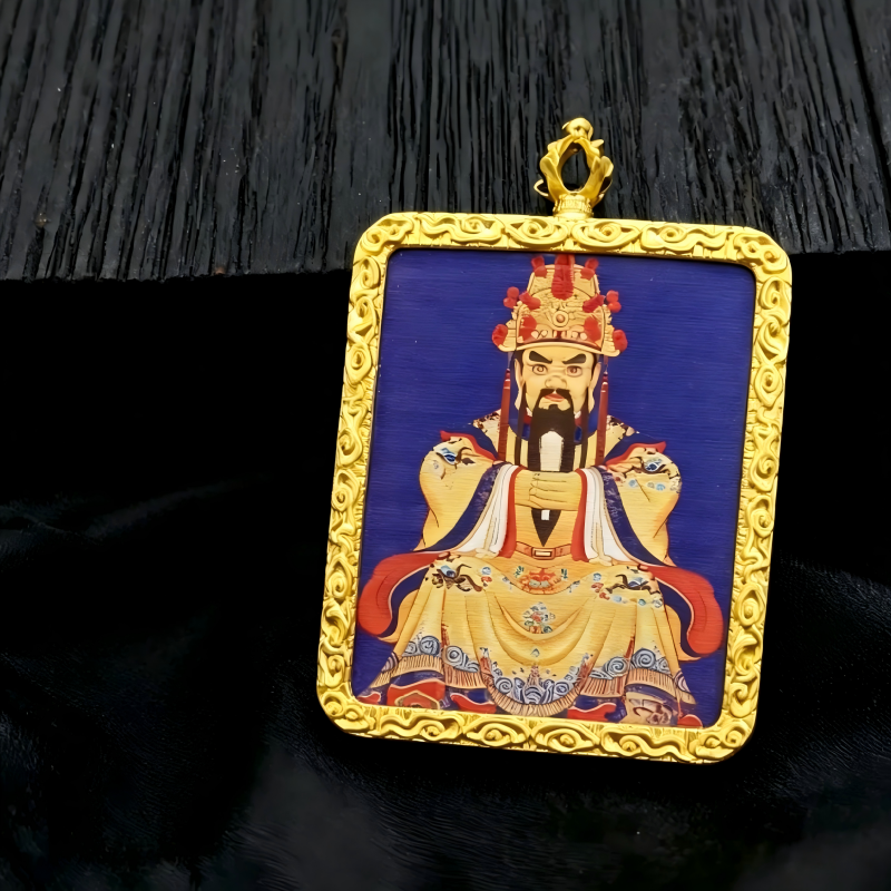 Green Tara Hand-Painted Thangka Pendant | Swift Obstacle-Removing Goddess Amulet for Protection & Good Luck thumbnail