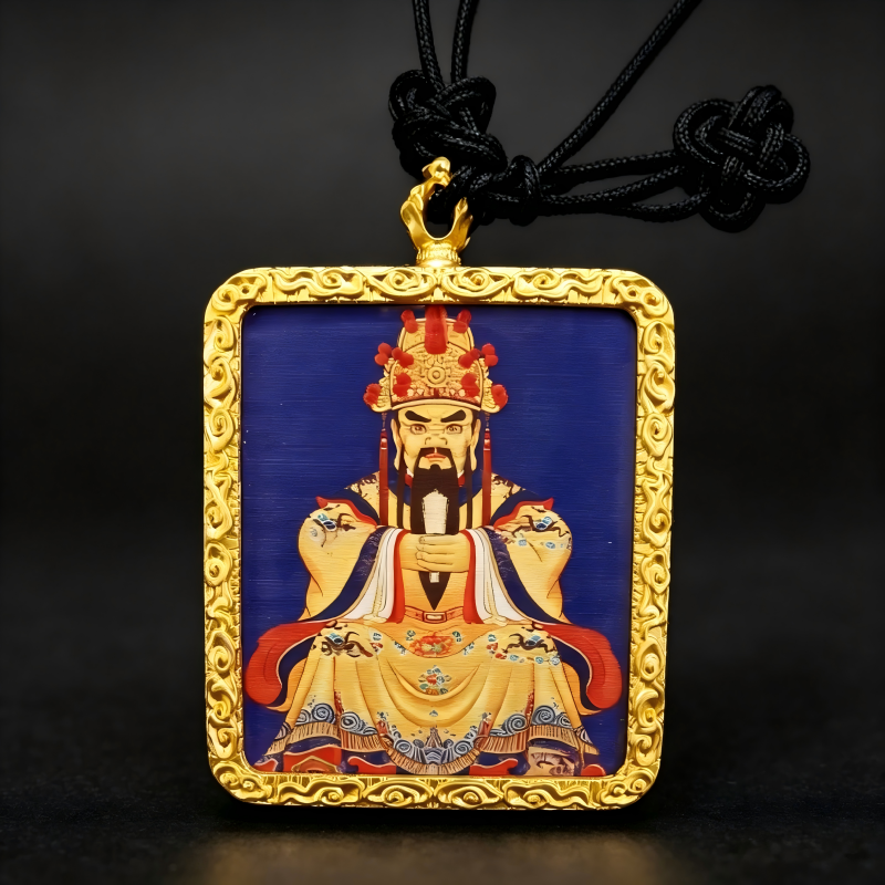 Green Tara Hand-Painted Thangka Pendant | Swift Obstacle-Removing Goddess Amulet for Protection & Good Luck thumbnail