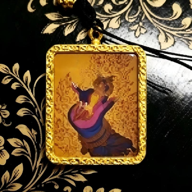 Green Tara Hand-Painted Thangka Pendant | Tibetan Compassion Goddess Amulet for Protection & Good Luck thumbnail