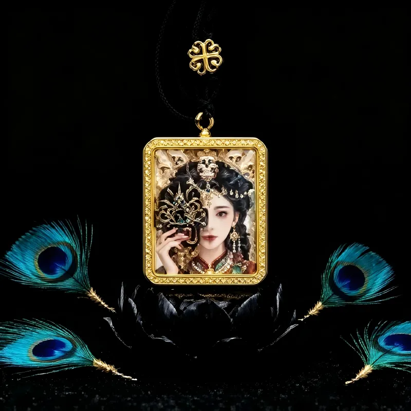Guanyin Hand-Painted Thangka Pendant | Goddess of Compassion Amulet for Protection & Blessings thumbnail