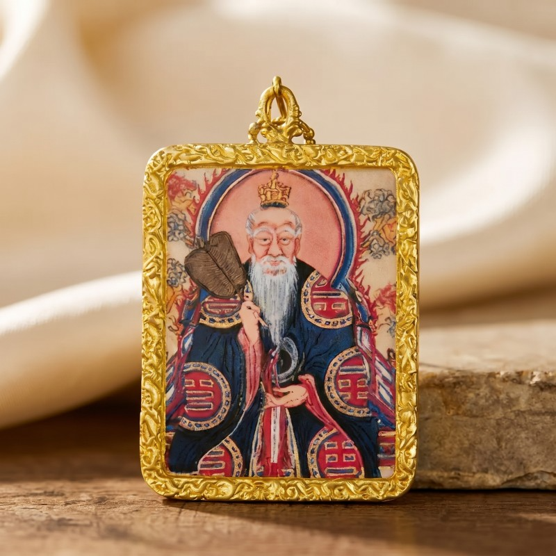 Lord Lao Zi (Tai Shang Lao Jun) Pendant | Taoist Deity of Wisdom & Longevity Amulet thumbnail