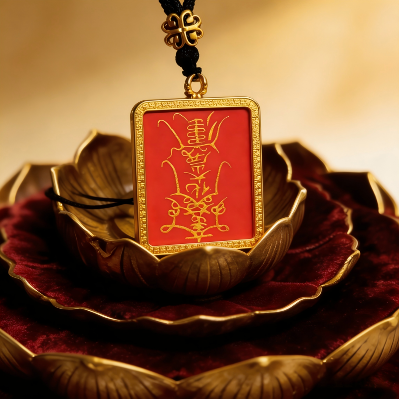 Lord Wenwu Hand-Painted Thangka Pendant | Dual Wealth God Amulet for Prosperity & Business Luck thumbnail