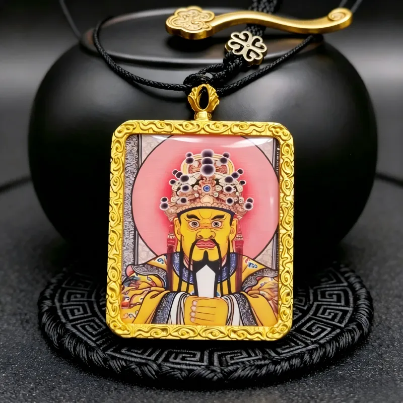 Manjushri Hand-Painted Thangka Pendant | God of Wisdom & Knowledge Amulet for Clarity & Success thumbnail