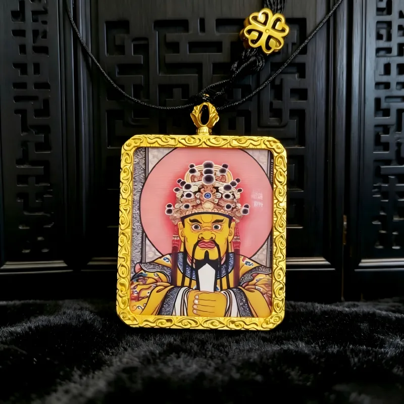 Manjushri Hand-Painted Thangka Pendant | God of Wisdom & Knowledge Amulet for Clarity & Success thumbnail