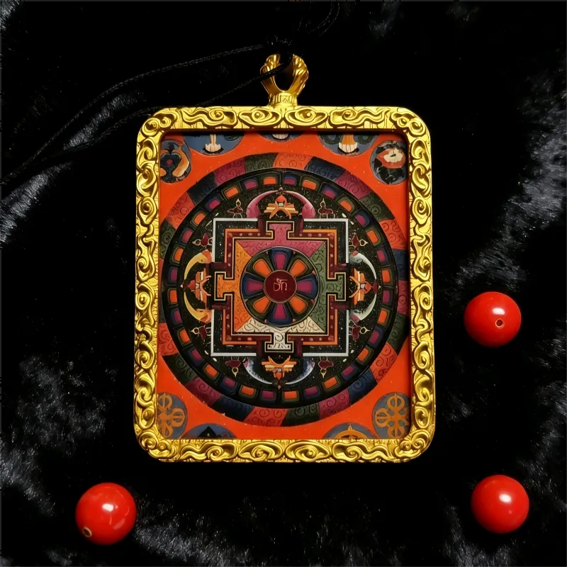 Six-Armed Mahakala Hand-Painted Thangka Pendant | Protector of Dharma & Spiritual Power Amulet