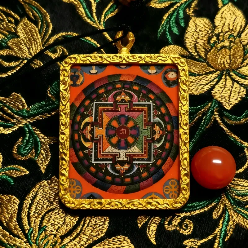 Six-Armed Mahakala Hand-Painted Thangka Pendant | Protector of Dharma & Spiritual Power Amulet thumbnail