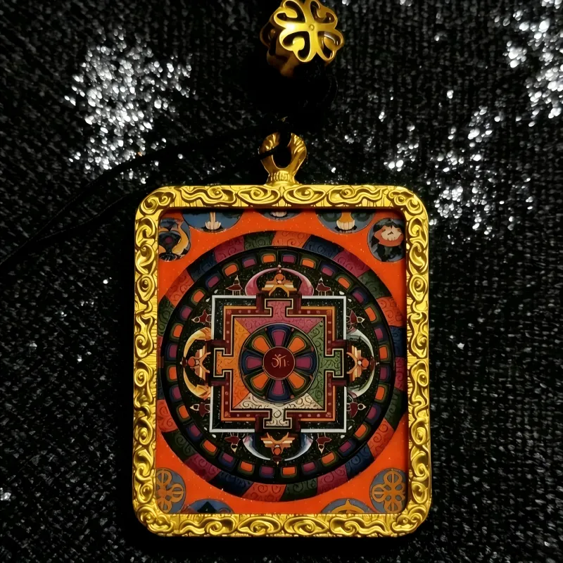 Six-Armed Mahakala Hand-Painted Thangka Pendant | Protector of Dharma & Spiritual Power Amulet thumbnail