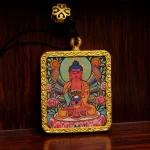 White Jambhala Hand-Painted Thangka Pendant | God of Purity & Steady Wealth Amulet thumbnail