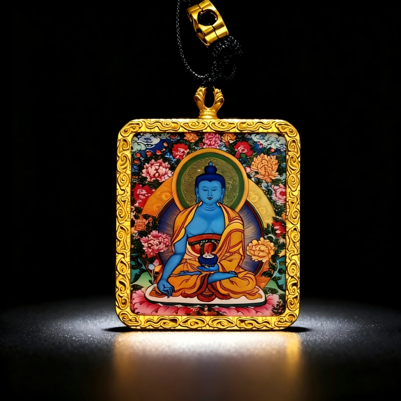 White Tara Hand-Painted Thangka Pendant | Goddess of Longevity & Healing Amulet for Good Health & Serenity thumbnail