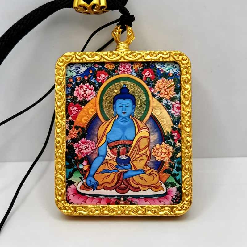 White Tara Hand-Painted Thangka Pendant | Goddess of Longevity & Healing Amulet for Good Health & Serenity thumbnail