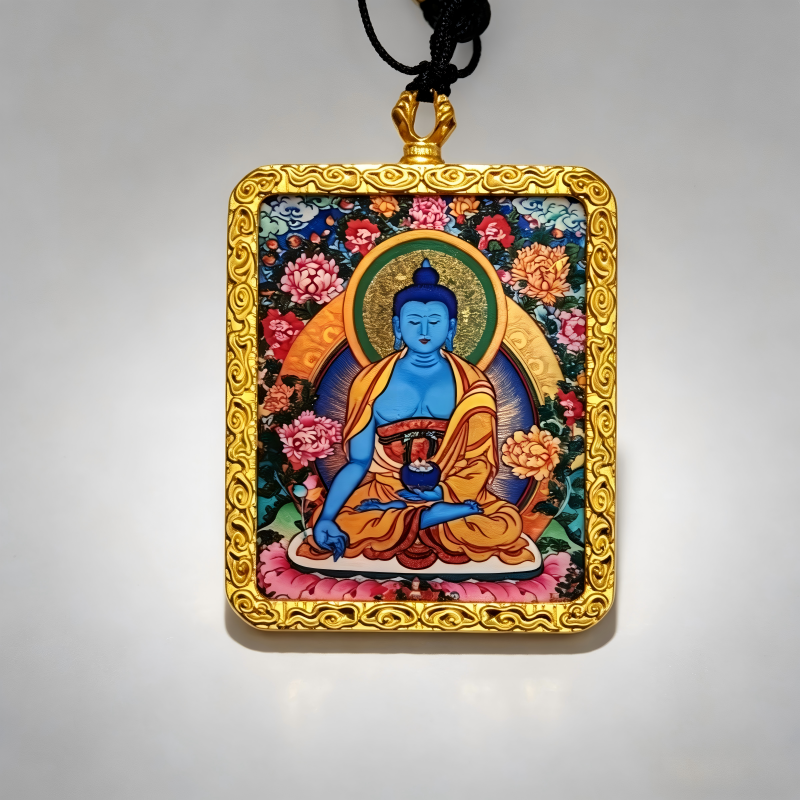 White Tara Hand-Painted Thangka Pendant | Goddess of Longevity & Healing Amulet for Good Health & Serenity thumbnail