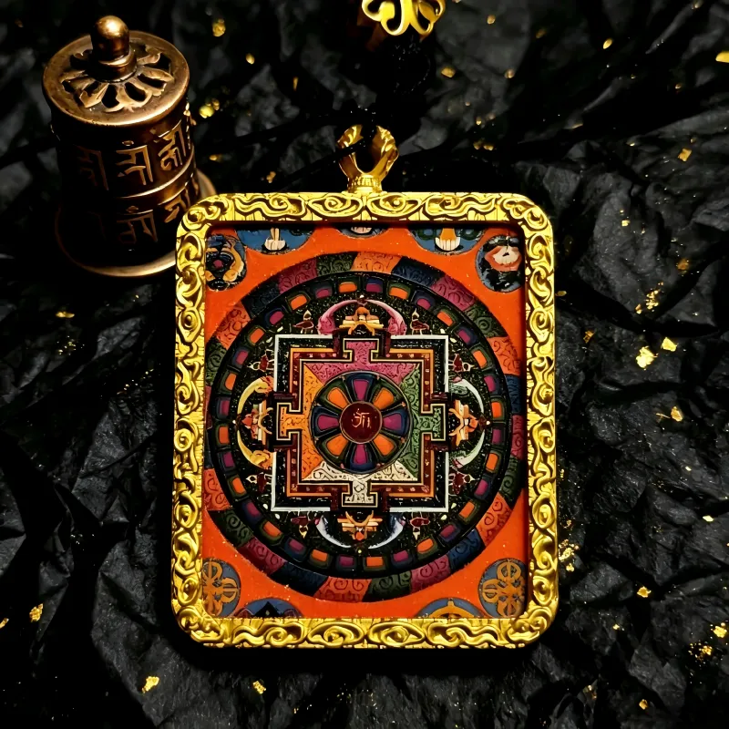 YSF Medicine Buddha Hand-Painted Thangka Pendant | Healing Wellness Amulet for Health & Inner Peace thumbnail