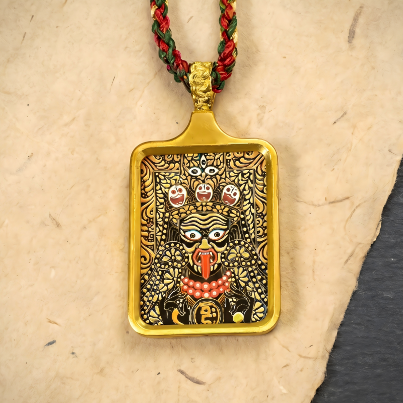 Zakiram Hand-Painted Thangka Pendant | Amulet of Prosperity, Protection & Blessings thumbnail
