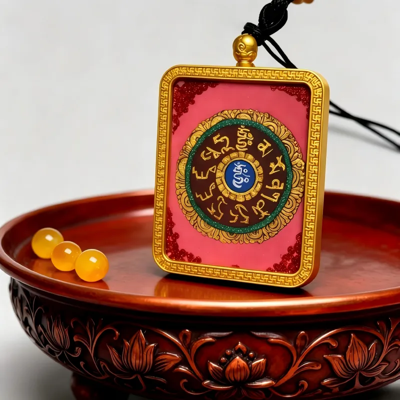 Zhai Lhamo Hand-Painted Thangka Pendant | Tibetan Wealth & Fortune Goddess Amulet for Prosperity thumbnail