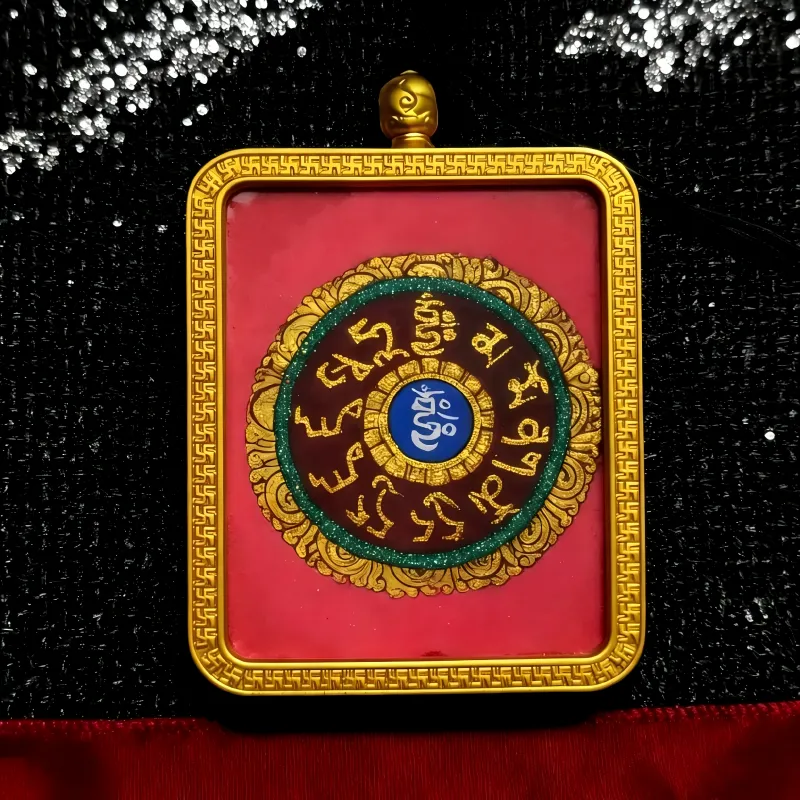 Zhai Lhamo Hand-Painted Thangka Pendant | Tibetan Wealth & Fortune Goddess Amulet for Prosperity thumbnail
