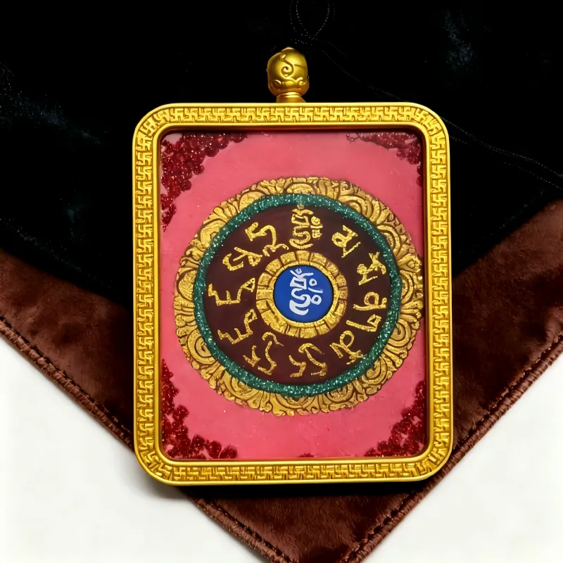 Zhai Lhamo Hand-Painted Thangka Pendant | Tibetan Wealth & Fortune Goddess Amulet for Prosperity thumbnail