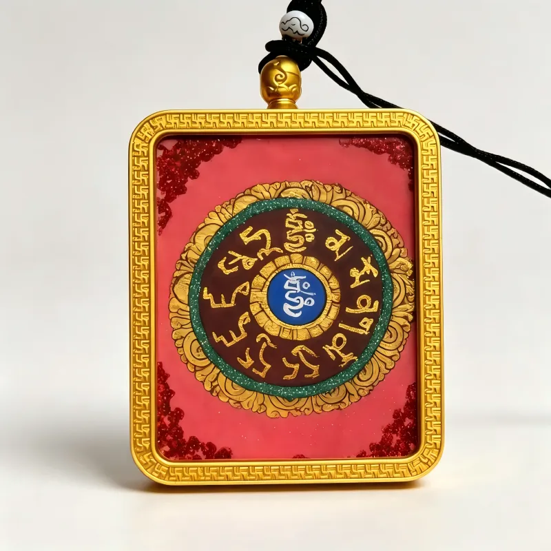Zhai Lhamo Hand-Painted Thangka Pendant | Tibetan Wealth & Fortune Goddess Amulet for Prosperity thumbnail